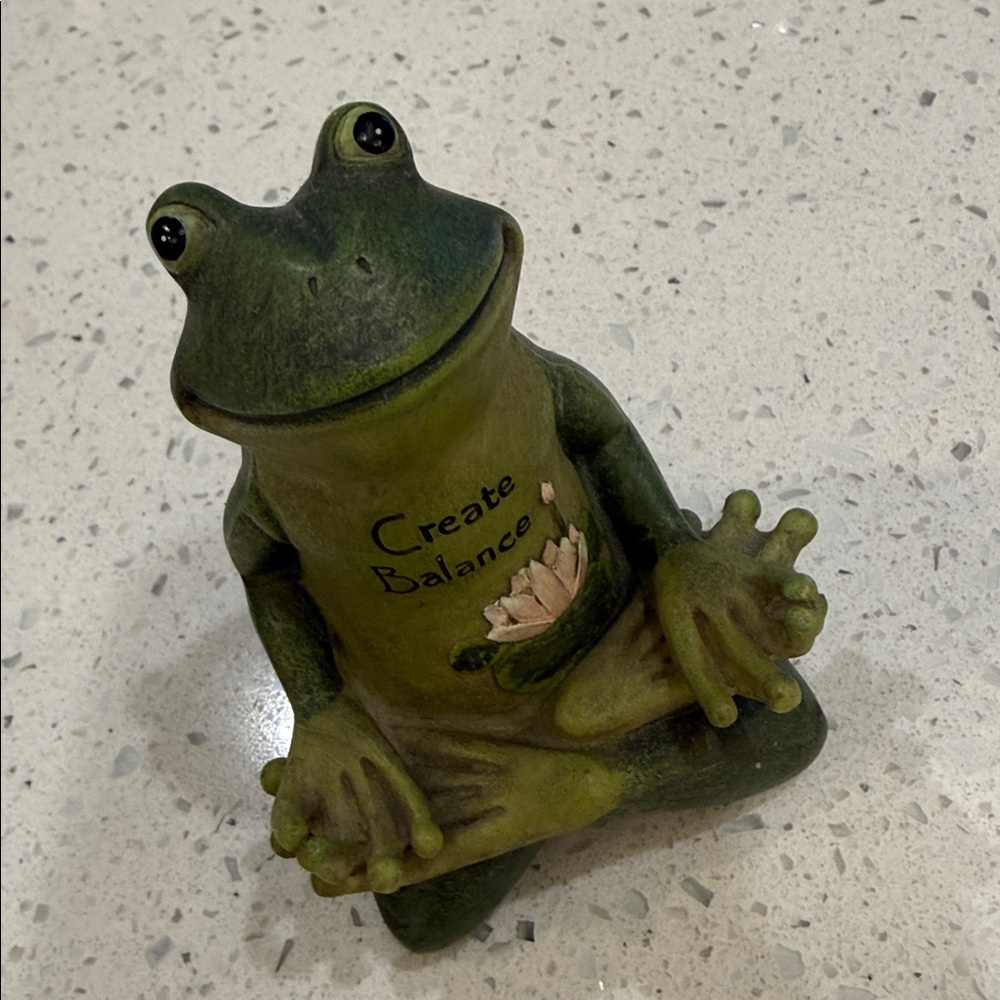 Yoga Create Balance and Green Metal Frog Wall Decor